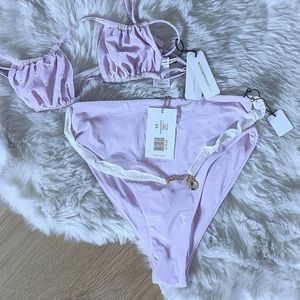 Whowhatwear bikini top and high waist swim bottom